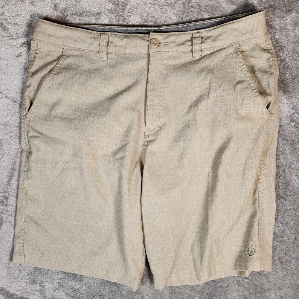 Hang‎ Ten Board Shorts Men's 36X10 Beige Khaki Ripstop Beach Surfer Walking